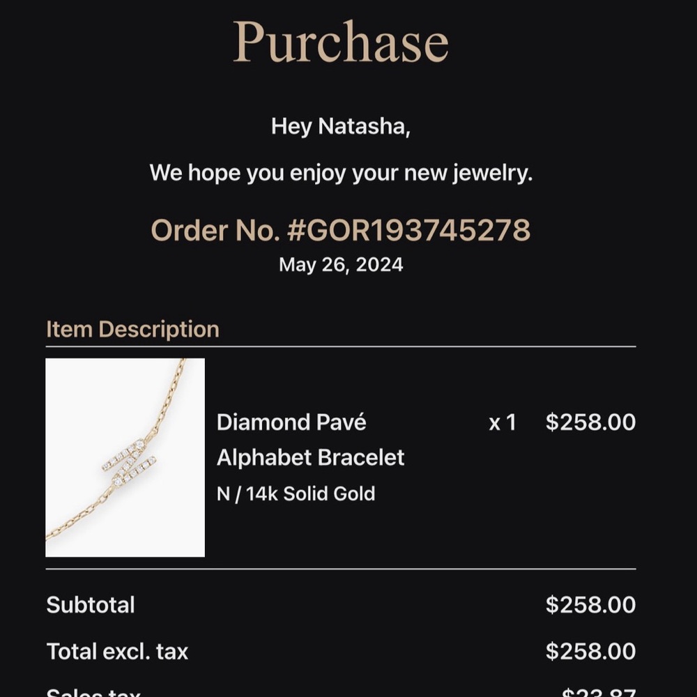 gorjana | diamond pave alphabet bracelet - N in 14k solid gold ↷ - Picture 16 of 16